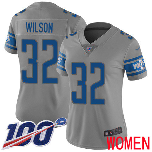 Detroit Lions Limited Gray Women Tavon Wilson Jersey NFL Football #32 100th Season Inverted Legend->women nfl jersey->Women Jersey